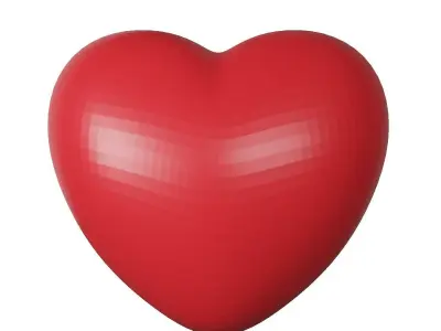 Cute red heart simple 3D model 3D model