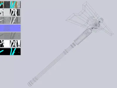 Scifi axe Low-poly 3D model