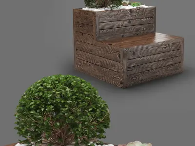 bench322 wooden planter box 3D model