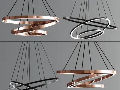 Modern Ring Pendant Light Set 3D model