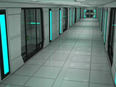 Sci Fi Prison Corridor Interior 3D model