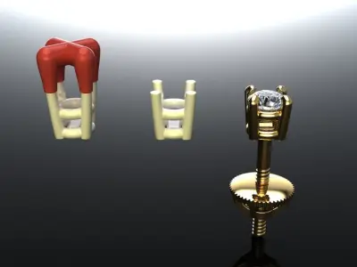 4-Prong Solitaire Earring 2MM50 3D print model