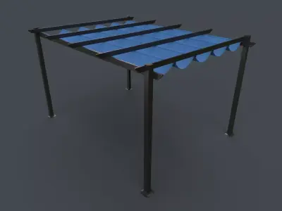 PBR Wooden Pergola Gazebo A3 Low-poly 3D model