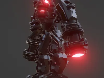 Rigged Sci-fi robot 01 3D model