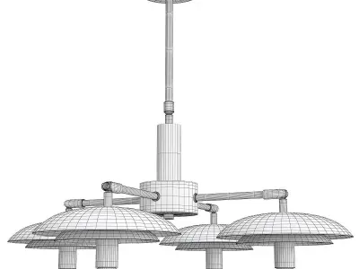 SAUCER light chandelier in brass Low-poly 3D model