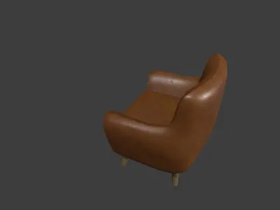 Brown Leather Armchair Low-poly 3D model