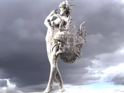 Atlantis Female shield sculpture 2  3D model