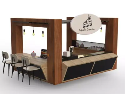 Stand - Kiosk cupcakes 3D Model  Free 3D model