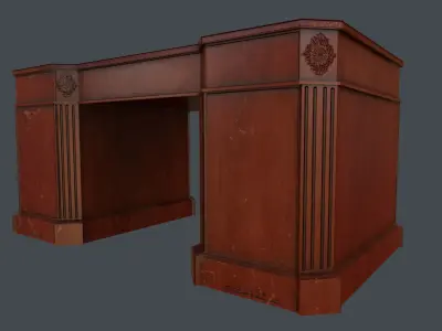 PBR Realistic Desk wooden with drawers Low-poly 3D model