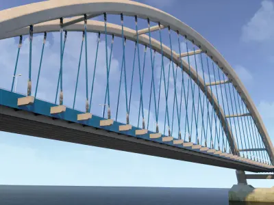 Suspended Arch Water Road Bridge 3D model