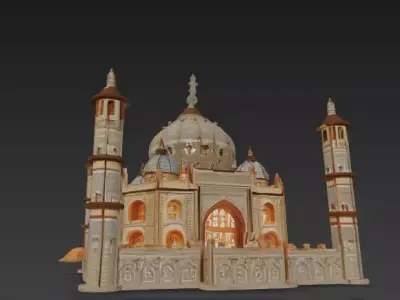 Taj Mahal 3D Model - Detailed Architecture- Interior Lighting Low-poly 3D model