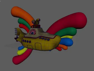 Yellow Submarine Low-poly 3D model