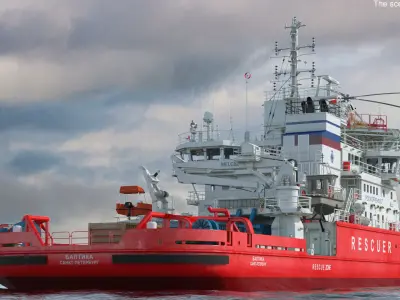  Rescue Operations Icebreaker Ship with Mi-8 Helicopter 