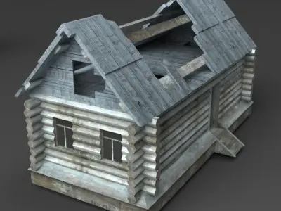 Wooden Buildings Low-poly 3D model