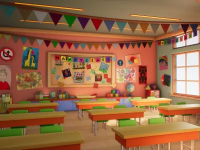 Class room - 3D model for Cartoons 3D model