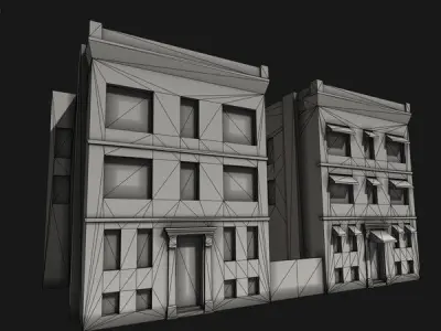 Two Downtown Buildings Low-poly 3D model