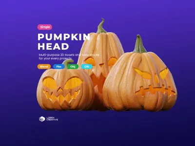 Cartoon Halloween Pumpkin Head 3D model