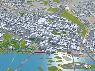 Richmond Virginia USA 40km Low-poly 3D model