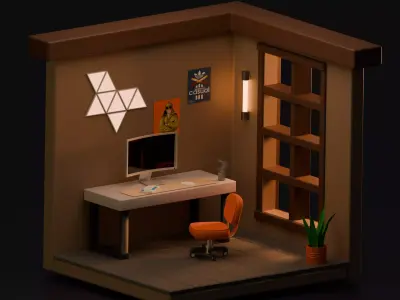 Low Poly Interior Room Low-poly 3D model