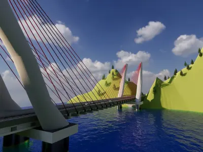 CABLE STAYED BRIDGE 3D model purchase