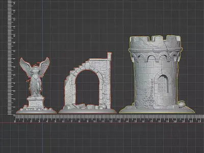  Ancient Ruins Set 2 - Pre-supported STL 3D print model