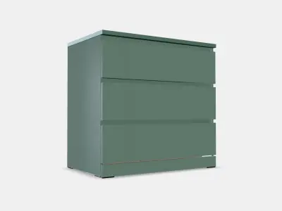 MALM Chest of 3 drawers 2 Low-poly 3D model