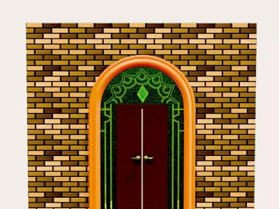 Fancy Colorfull  Modern Door with Glass and  Wire  3D model