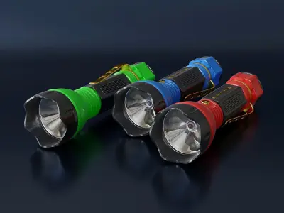 Multicolored hand held plastic flashlights 3D model