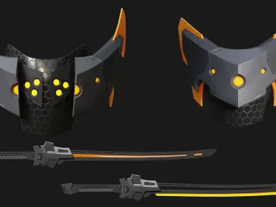 Game Ready Ninja Cyborg - Mannequin Rig UE5 Low-poly 3D model