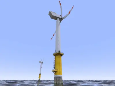 Wind power plant - seamless textures - mid poly - industrial 3D model