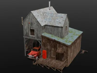 Barn Shed 3D Model Low-poly 3D model