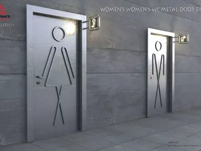    DOOR   WOMEN  and MEN  WC METAL DOOR DESIGN Low-poly 3D model