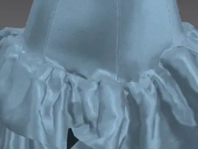 SKIRT COLOR LIGHT BLUE SILK SATIN FABRIC   3D model
