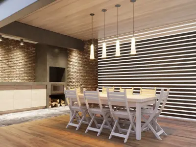 Gazebo with kitchen 3D model