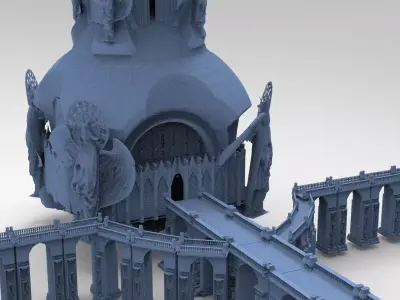 Angelic Holy Tower 2 With Holy bridges  3D model