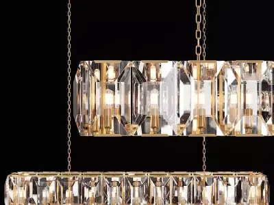 RH HARLOW CRYSTAL RECTANGULAR CHANDELIER 74 Brass 3D model