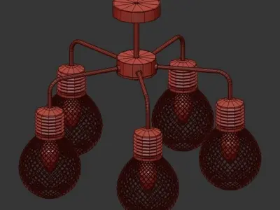 GRISSELL chandelier with five light bulbs 3D model