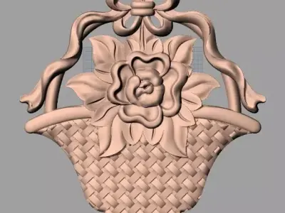 Bed door flower 3D relief STL model for CNC engraving E529 3D model