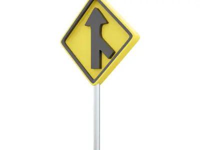  3d  merges with the right lane cartoon icon 3D model