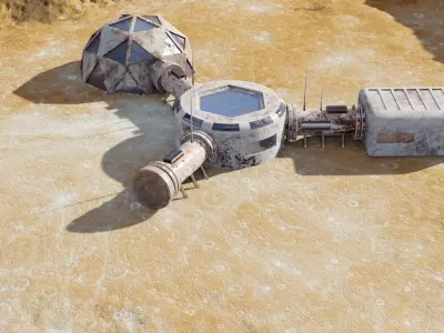 Martian base Low-poly 3D model