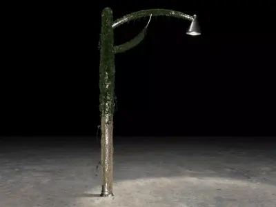 Street Lamp model with Leaves and Roots 3D model