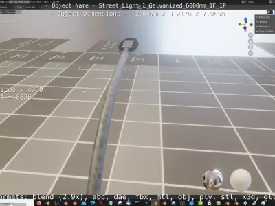 Street Light 1 Galvanized 6000mm 1F 1P Low-poly 3D model