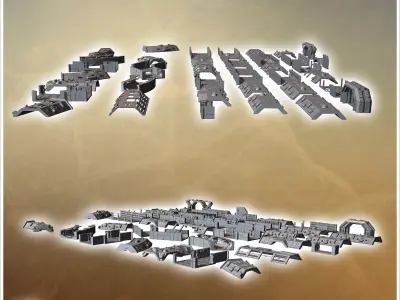 Large assembly of various modular components for constructing ad 3D print model