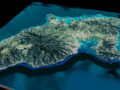 Martinique island full 3d model terrain 3D model