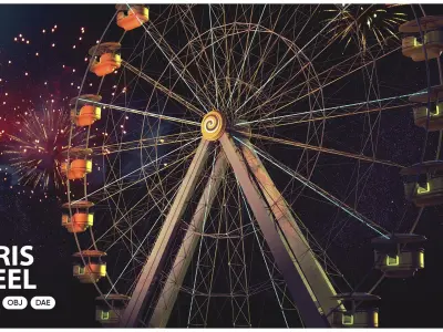 Realistic Animated Ferris Wheel 3D model