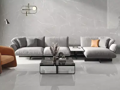 Light Grey Marble with White Veins Texture