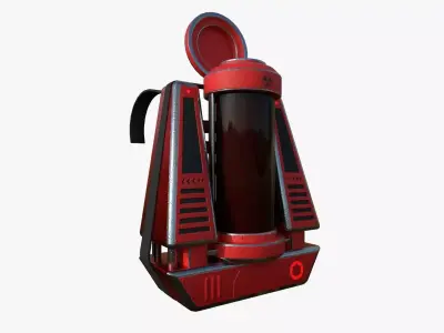 SciFi Backpack J09 Red - Fashion Character Design Low-poly 3D model