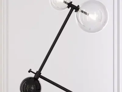 Restoration Hardware Glass Globe Mobile BOOM TABLE LAMP Black 3D model