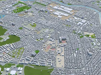 Gwangju Downtown South Korea Low-poly 3D model