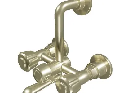 Classic Brass Shower Faucet Low-poly 3D model